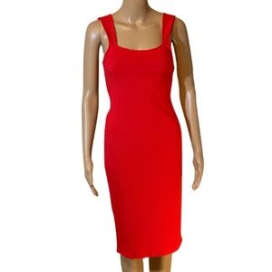 Red Ribbed Forever 21 Midi Dress Size Large